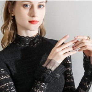 MAXMARA high collar lace bottom blouse for women 2